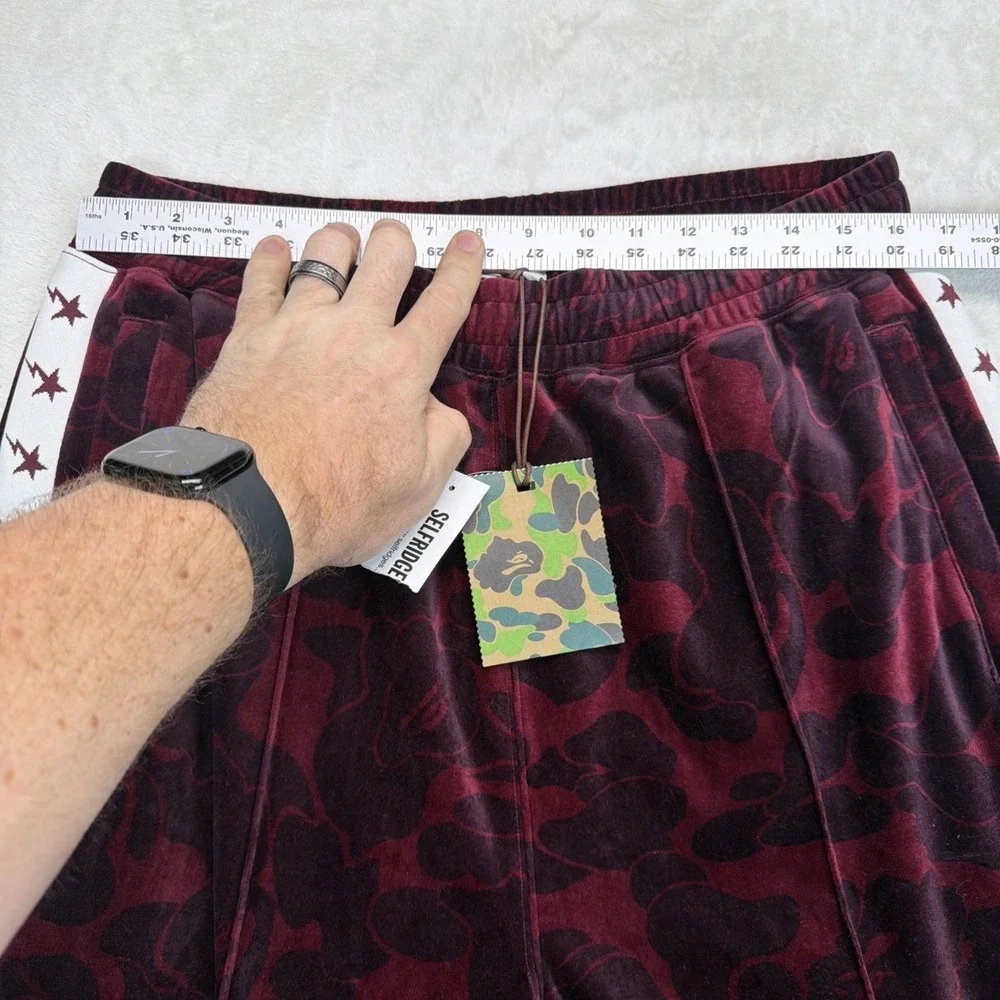 A Bathing Ape BAPE Solid Camo One Point Velour Track‎ Pants Mens Large NWT